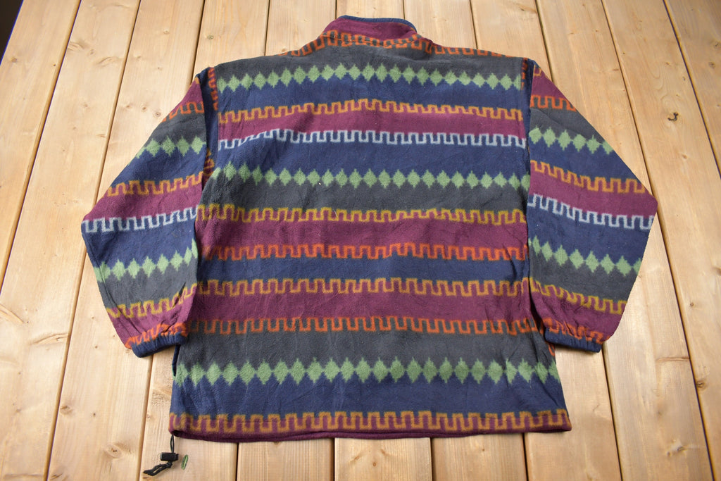 Vintage 1990s Players By Van Heusen All Over Print Quarter Zip Fleece Sweater