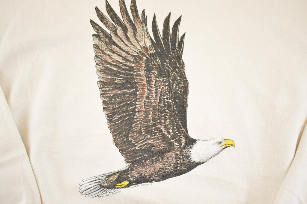 Vintage 1990s Maines State Flag FAB Bald Eagle Souvenir Crewneck Sweatshirt Men's XL / 90s Crewneck / Travel Vacation Sweater