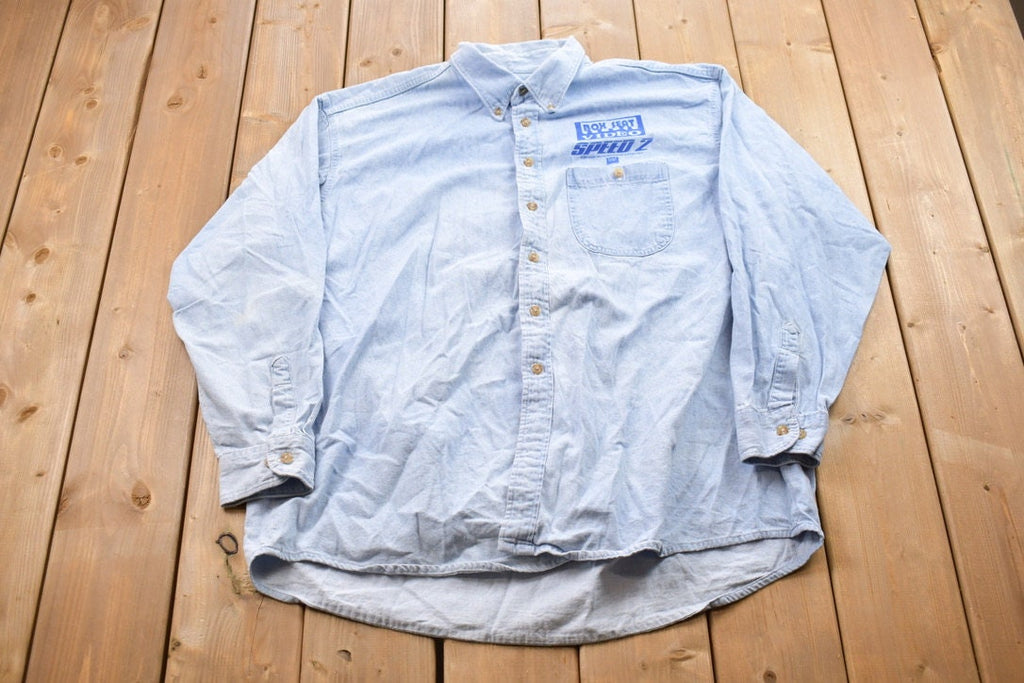 Vintage 1997 Speed 2 Box Seat Video Button Up Jean Shirt