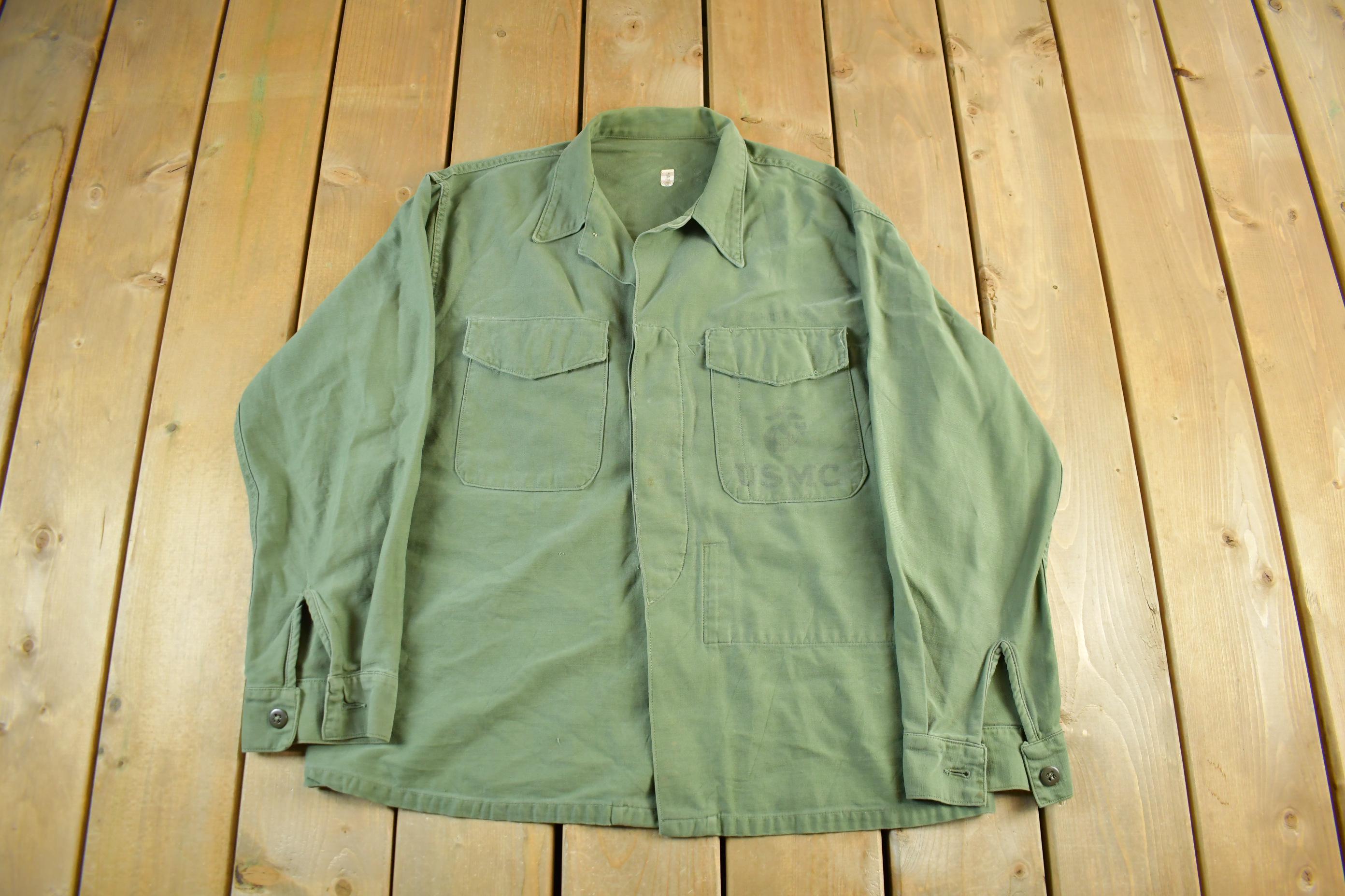 Vintage 1960s OG-107 Military Sateen Shirt Men's Large