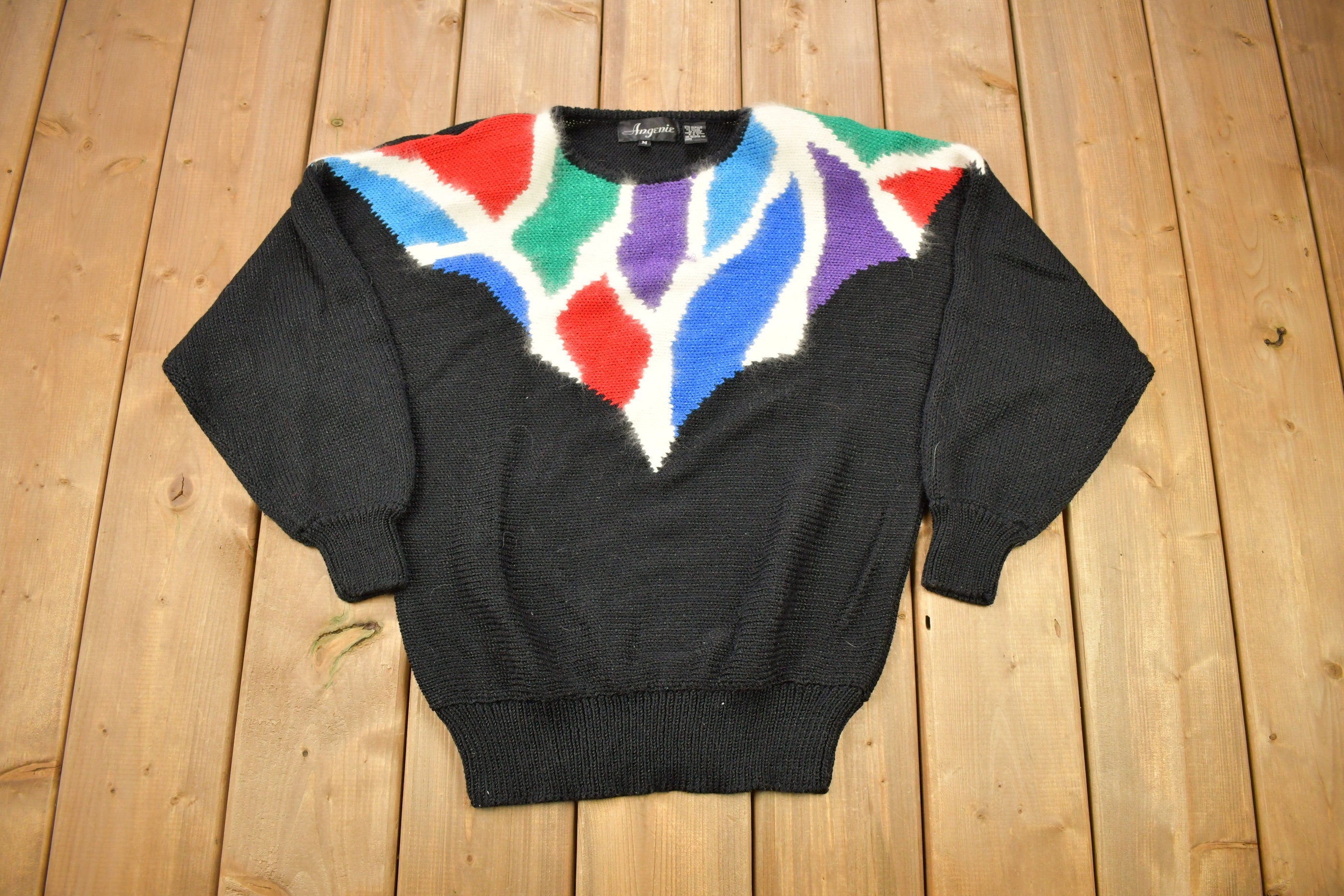 Vintage 1990s Angenie Abstract Knitted Sweater