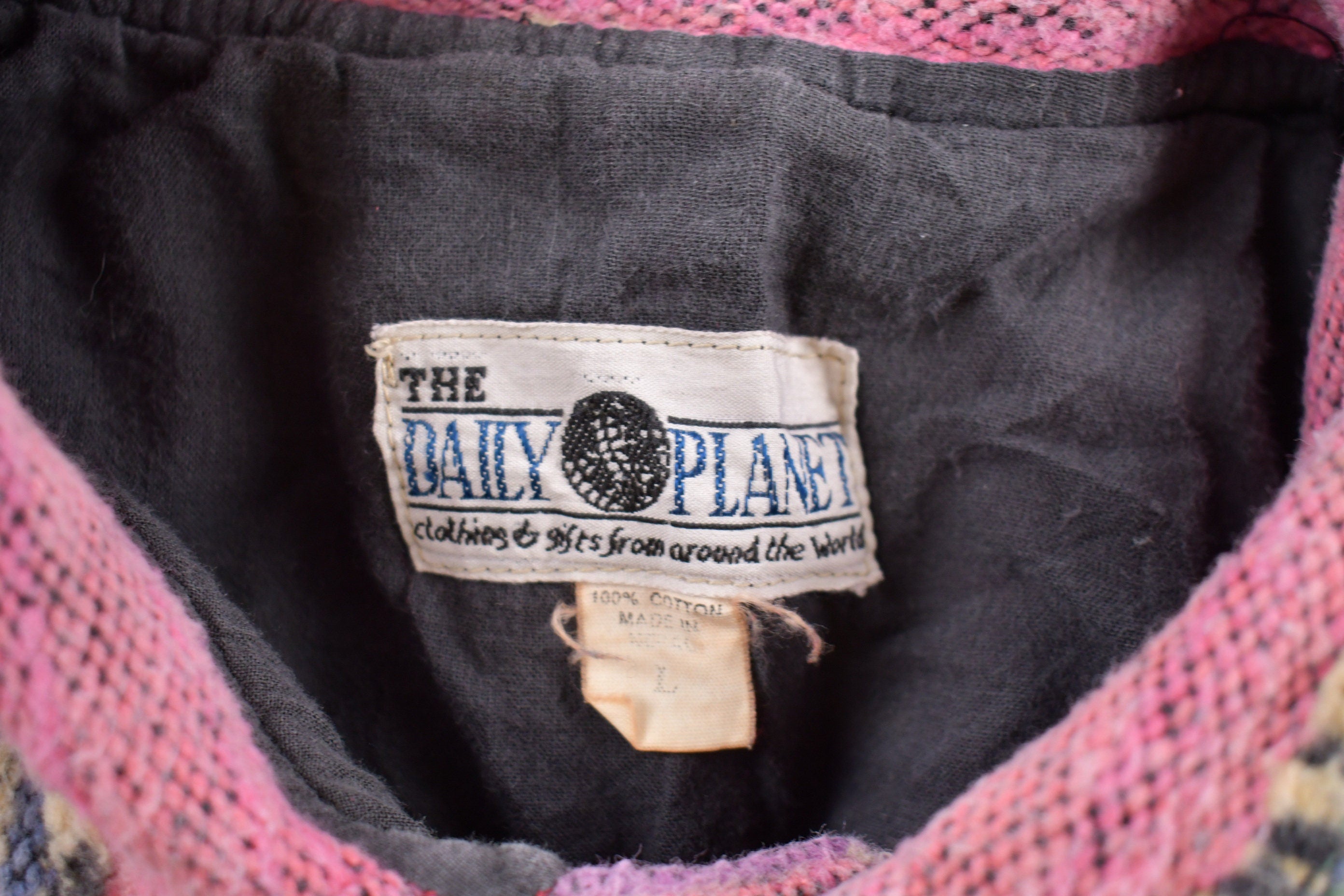 Vintage 1990s The Daily Planet Striped Hooded Sweater