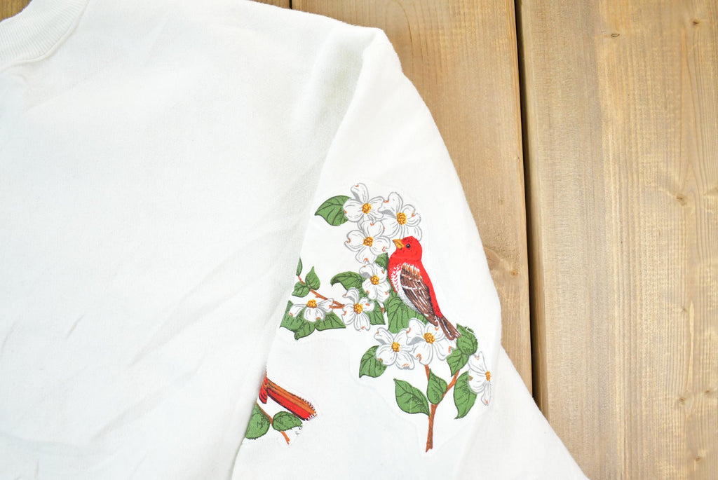 Vintage 1990s Multi Bird All Over Print Embroidered Crewneck Sweater
