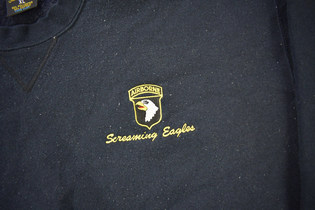 Vintage 1990s Airborne Screaming Eagles Embroidered Crewneck Sweatshirt
