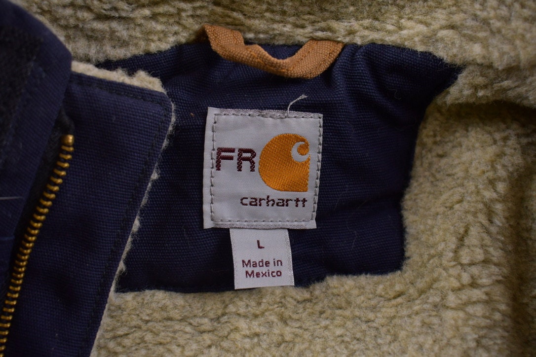 Vintage 1990s Carhartt Sherpa Lined Fire Resistant Embroiderd Work Vest