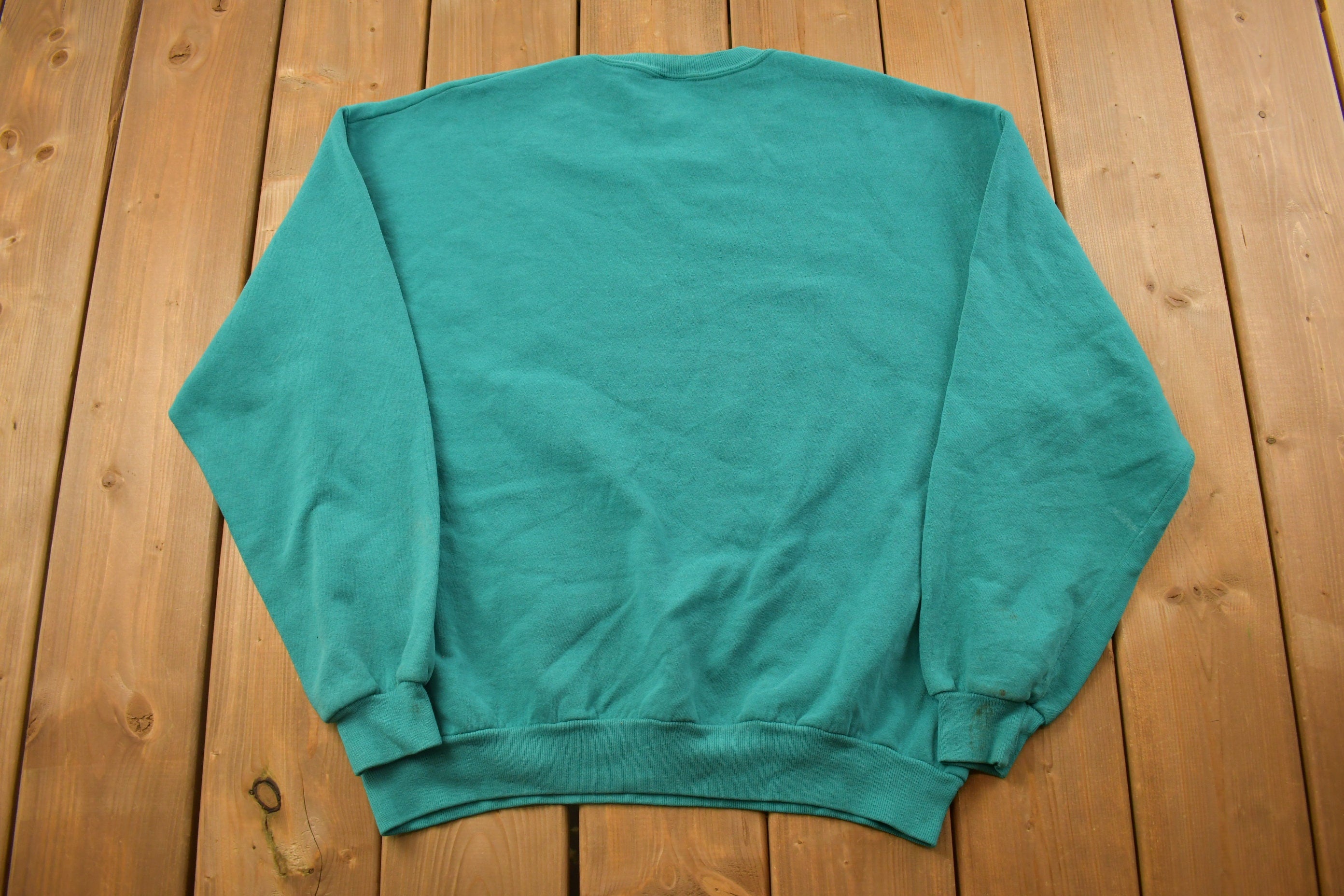 Vintage 1990s Jerzees Green Blank Crewneck Sweatshirt