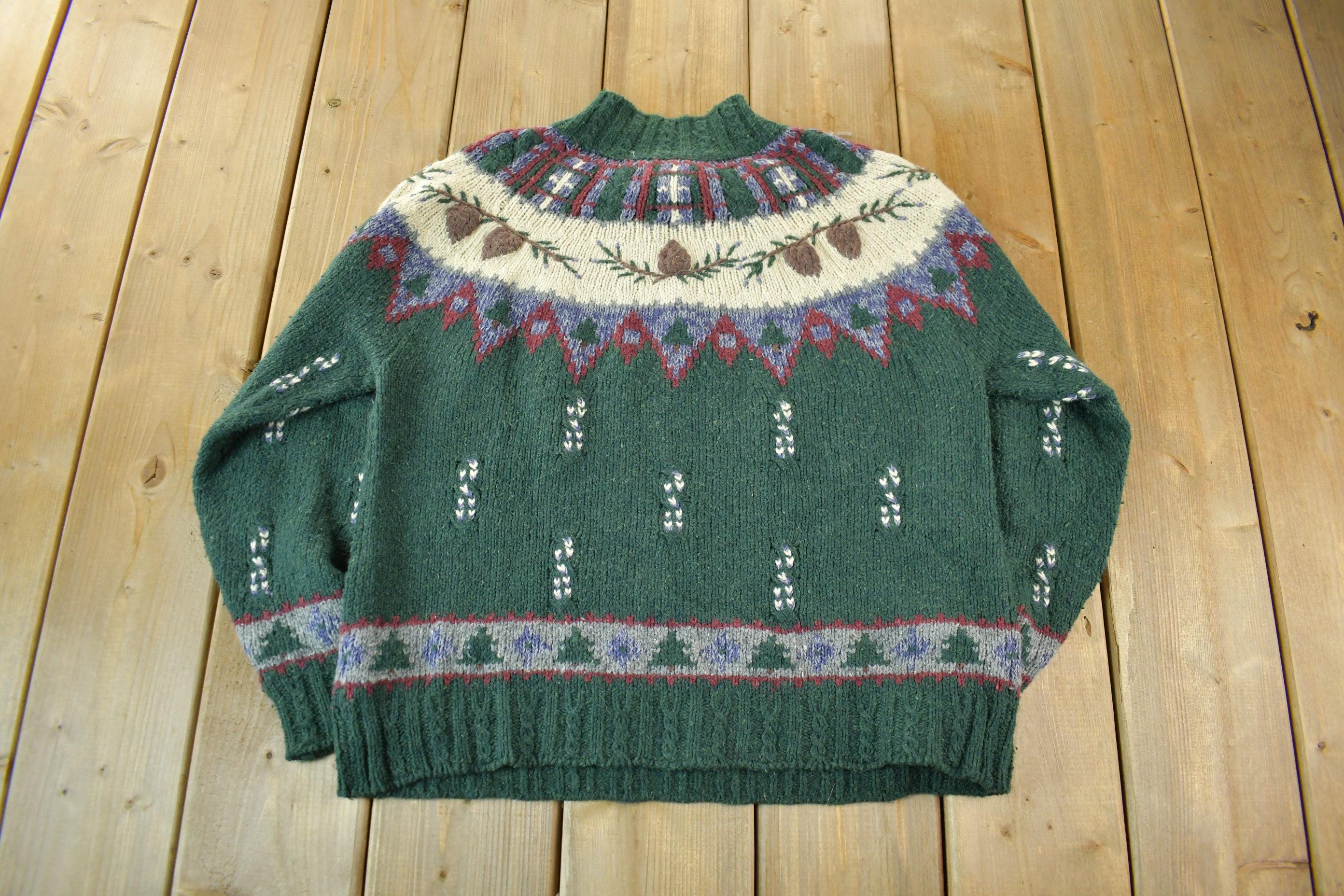 Vintage 1990s St. John's Bay Knit Abstract Pattern Crewneck Sweater Women's Small