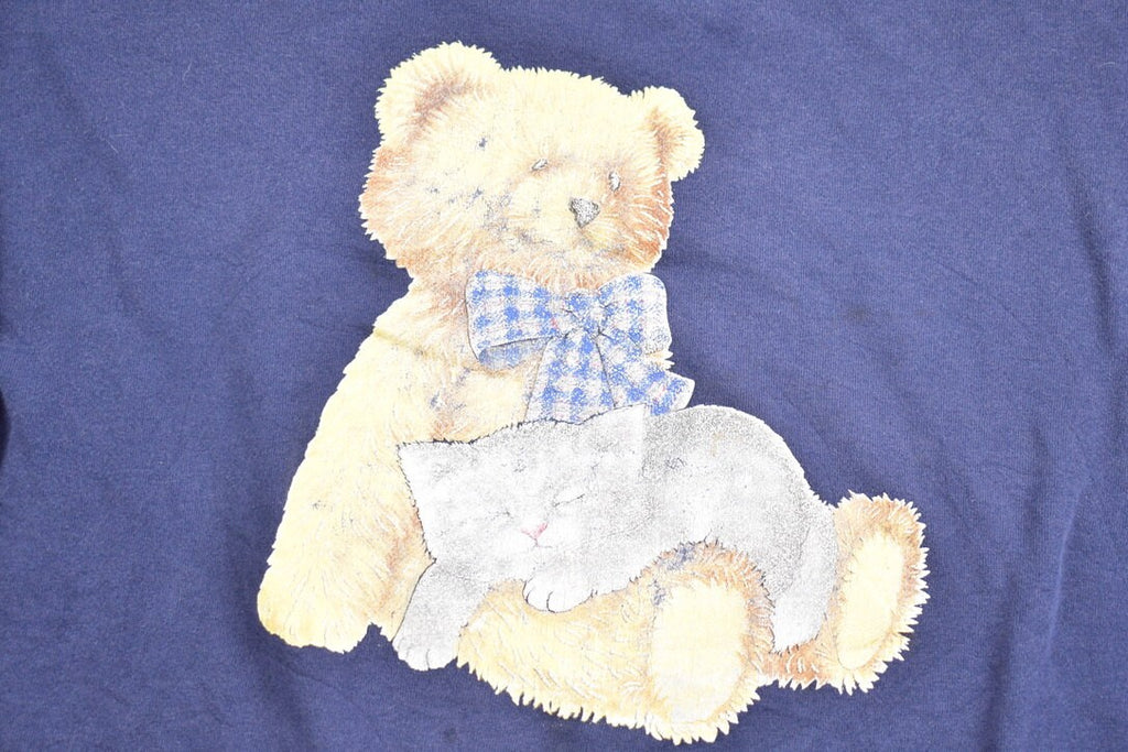 Vintage 1990s Cute Teddy Bear and Kitten Graphic Crewneck