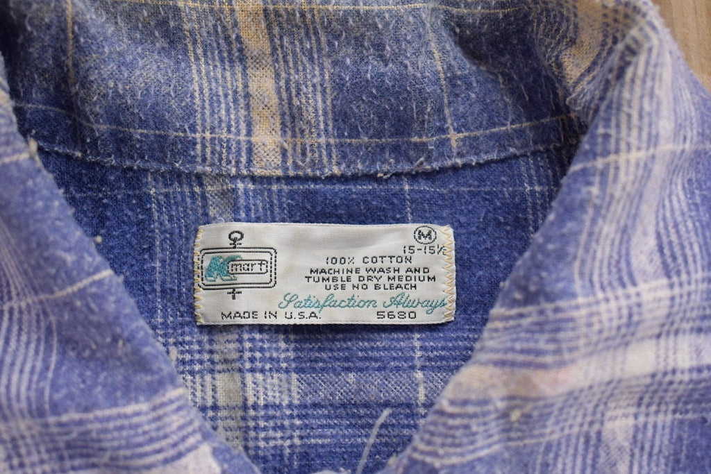 Vintage 1980s Plaid Flannel Button Up Shirt