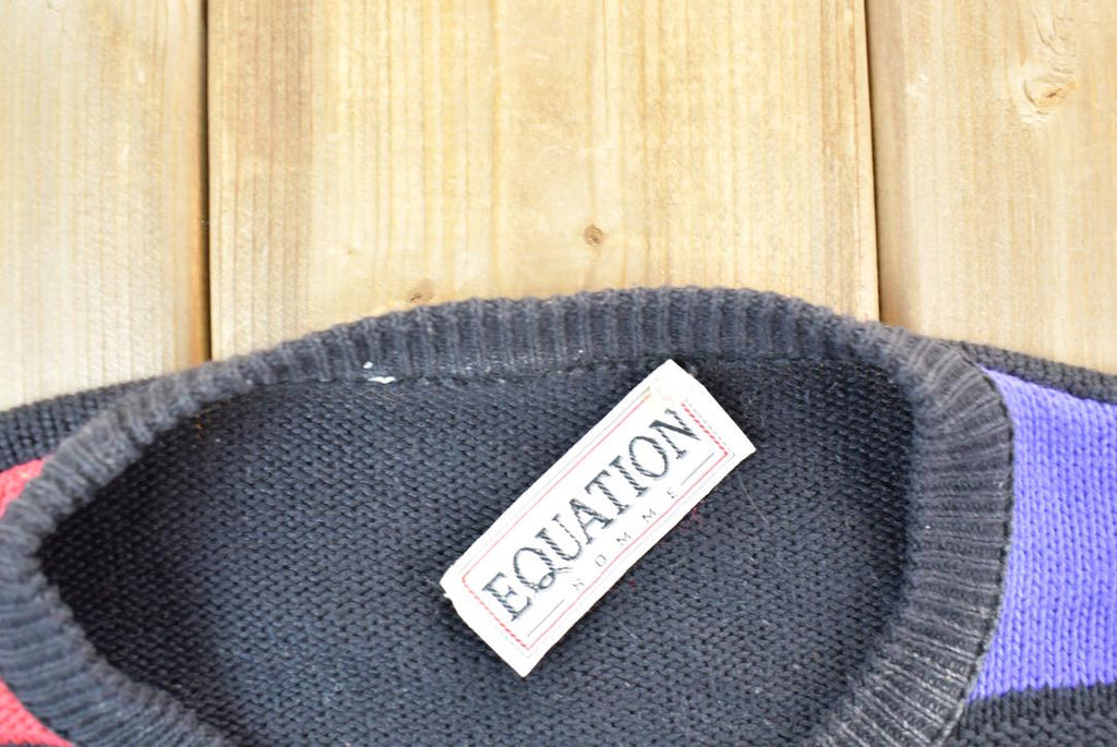 Vintage 1990s Equation Homme Abstract Pattern Knit Crewneck Sweater  90s Crewneck  Made In USA  Preppy Knit Sweater