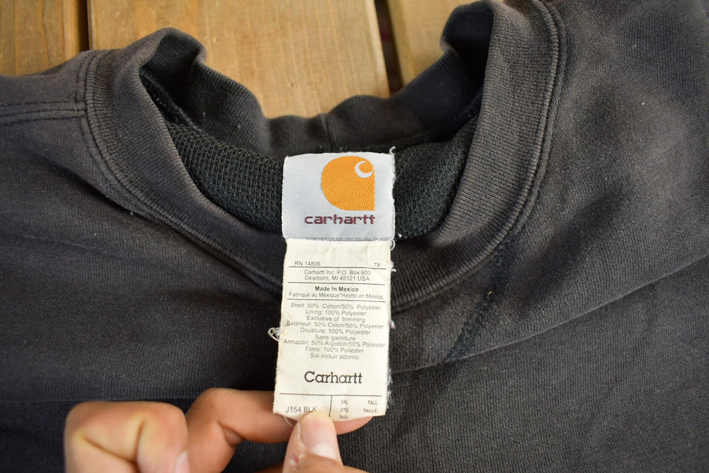 Vintage 1990s Distressed Carhartt Thermal Lined Crewneck Sweatshirt Mens 3XL Tall