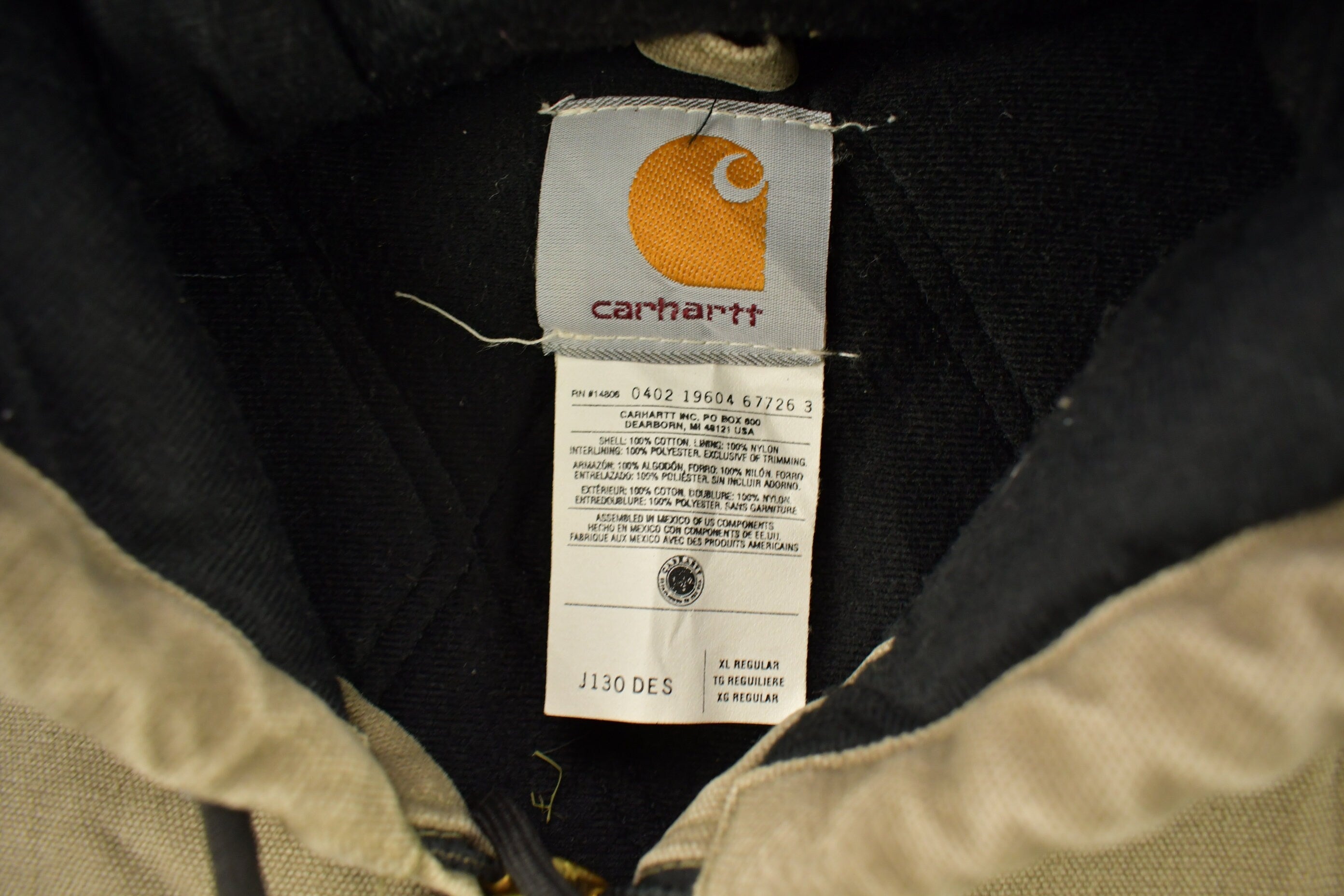 Vintage 1990s Carhartt Olive Green Hooded Cinched Active Jac Work Jacket