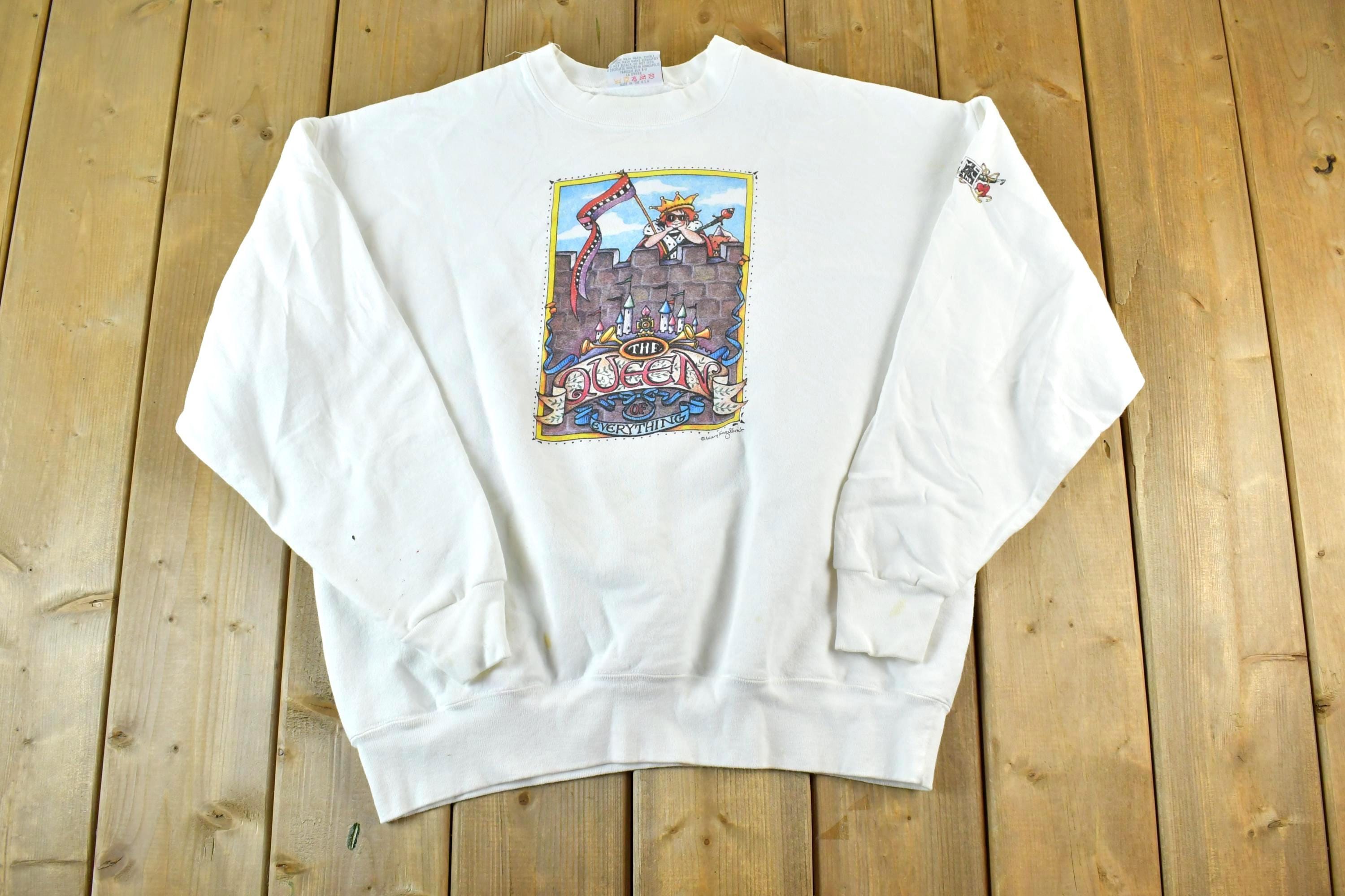 Vintage 1990s The Queen Of Everything Cute Cartoon Crewneck Sweater