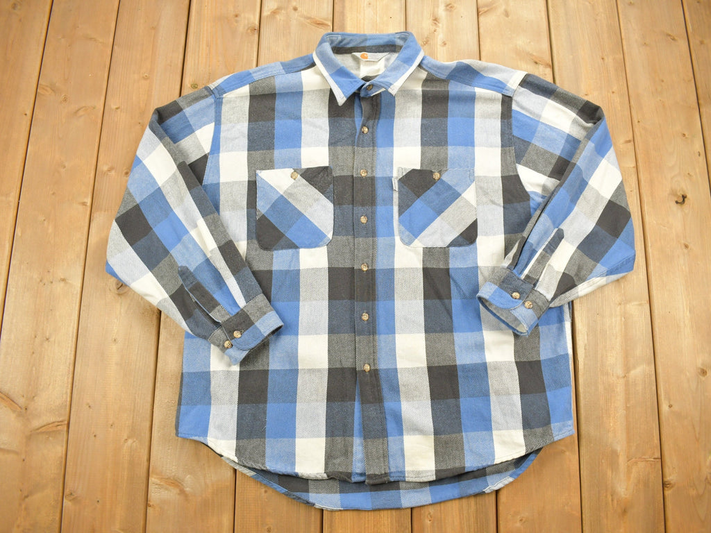 Vintage 1980s Carhartt Button Up Plaid Shirt Buffalo Plaid
