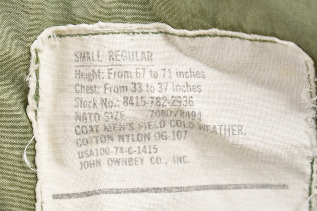 Vintage 1974 Military Army Sateen Field Jacket