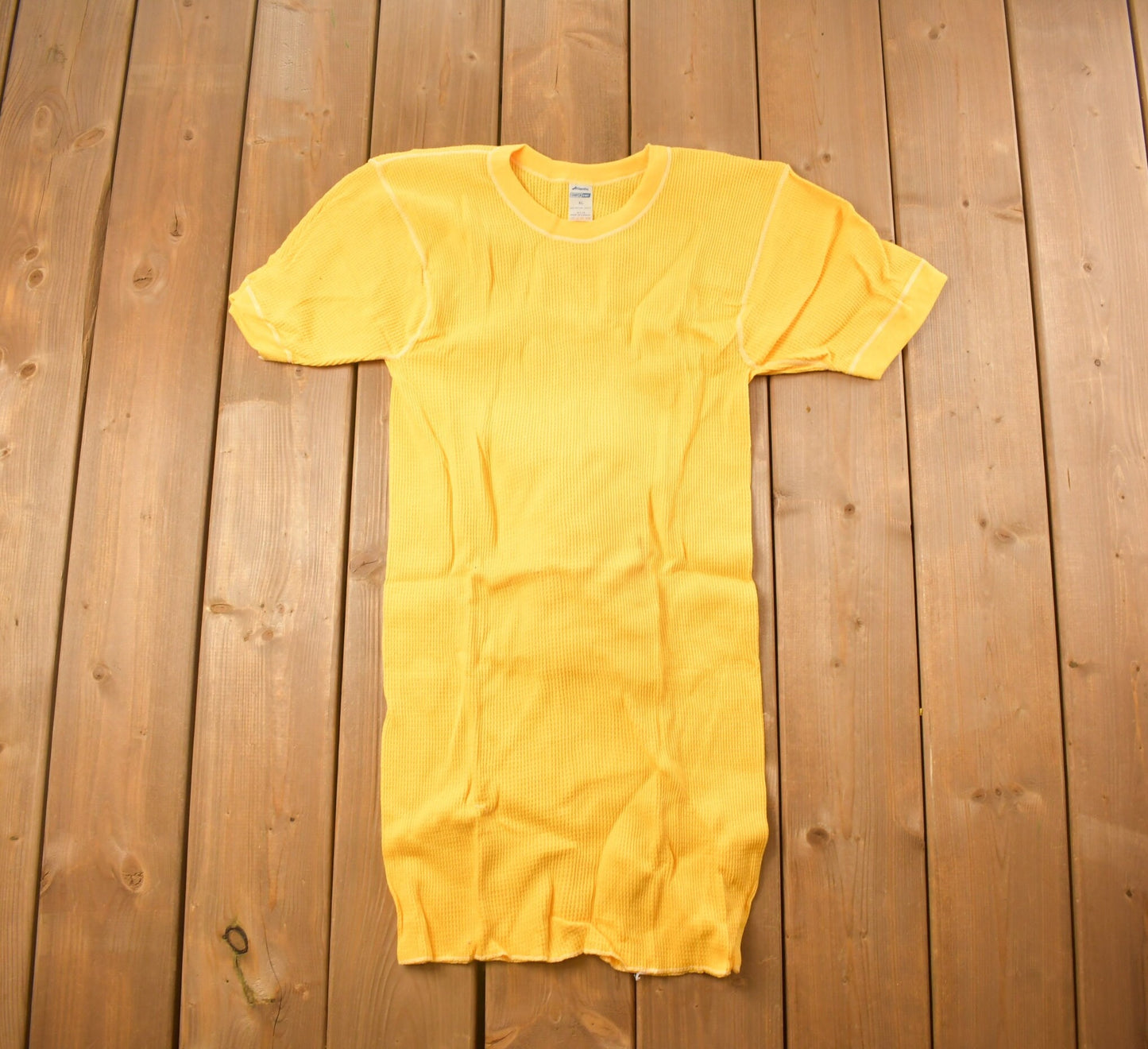 Vintage 1970s Deadstock Atlantic Sanfor Knit Thermal Yellow T Shirt / Vintage T Shirt / True Vintage / Deadstock / 70s / Made In Canada