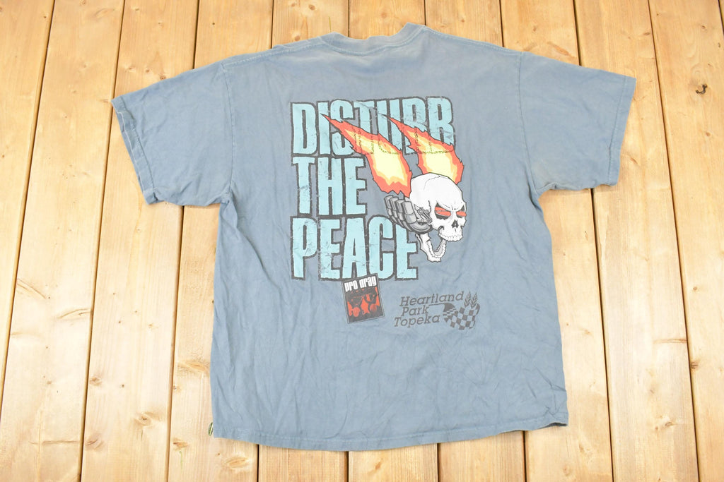 Vintage 1990s Pro Drag Disturb The Peace Souvenir Racing T-Shirt Men's L