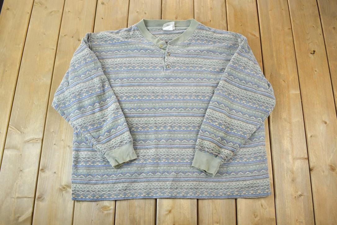 Vintage 1990s Northern Elements Quarter Button Nature Crewneck Sweatshirt