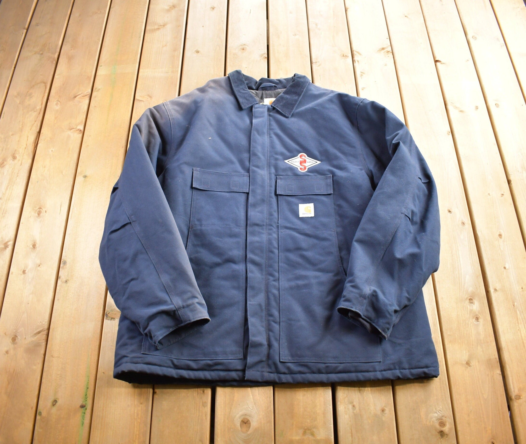 Vintage 1990s Carhartt Blanket Lined Embroidered Work Jacket Size 3XL