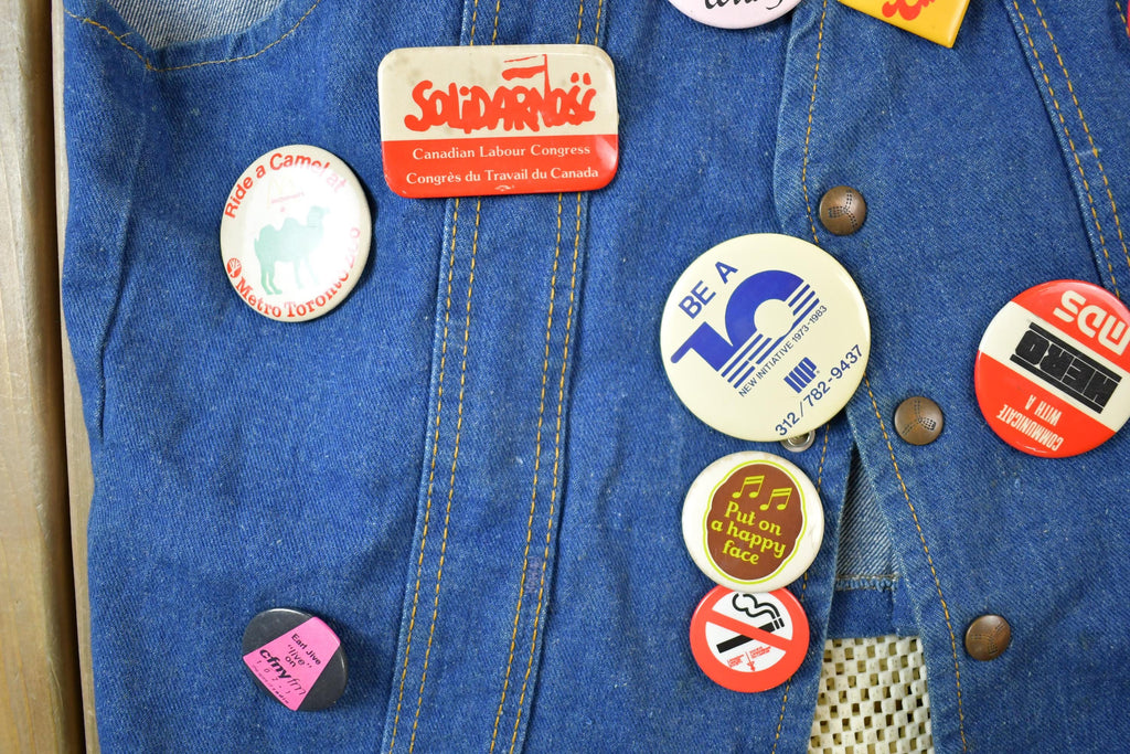 Vintage 1990s Custom Jean Jacket Button Vest Made In USA