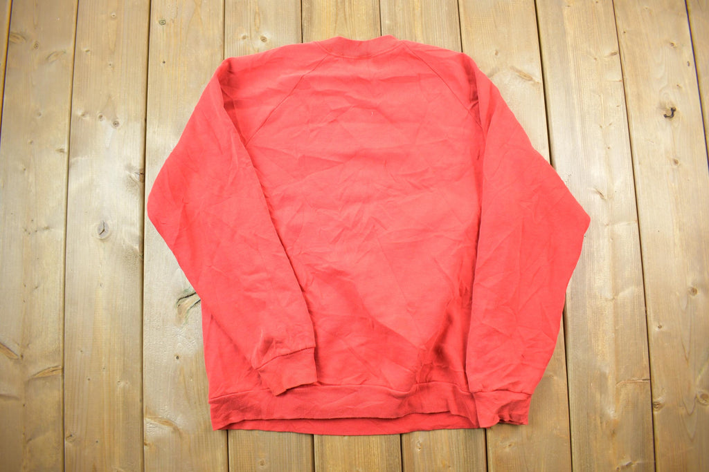 Vintage 1990s Fruit Of The Loom Red Blank Crewneck Sweatshirt