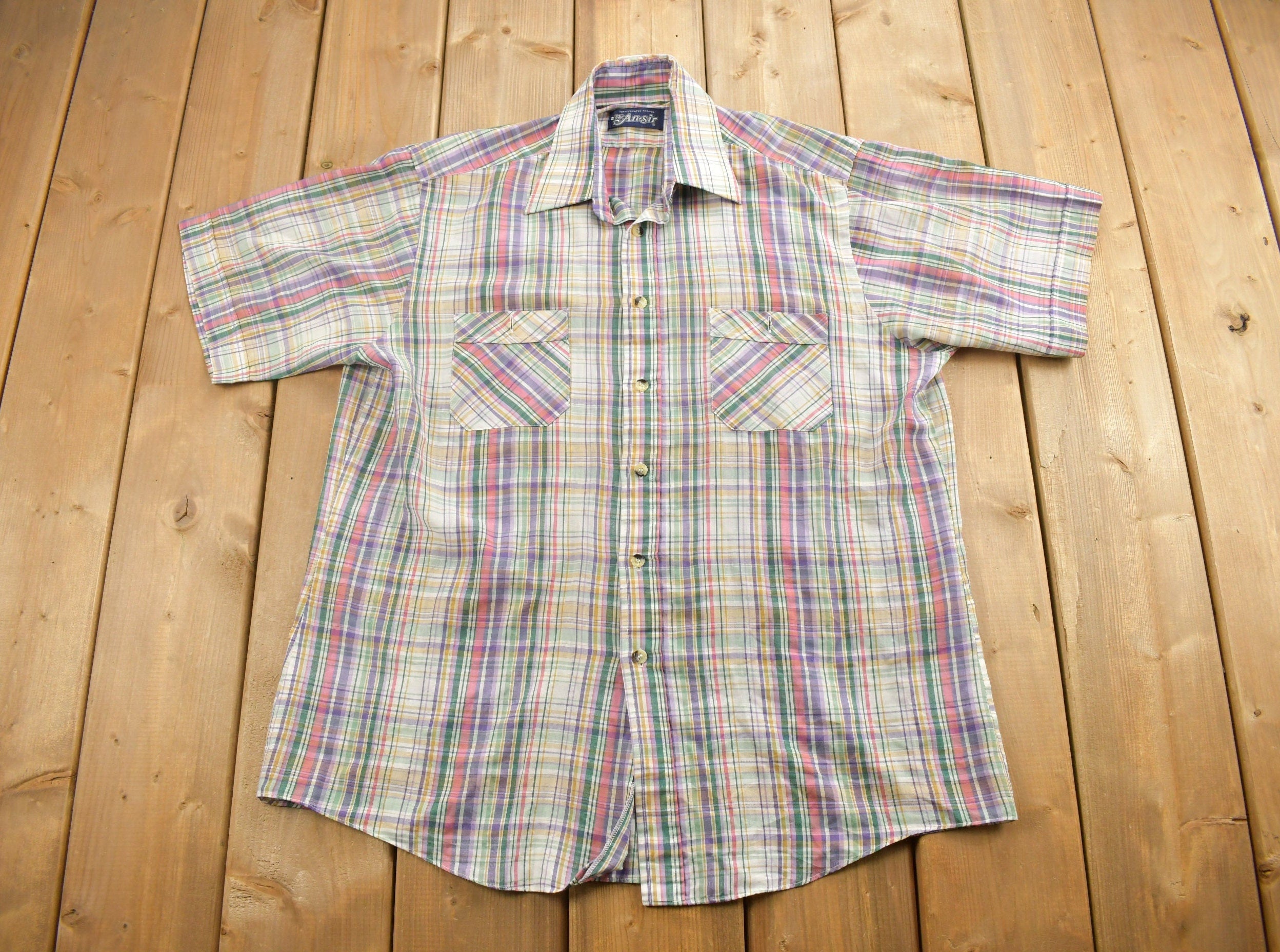 Vintage 1990s The Ansir Plaid Flannel Button Up Shirt