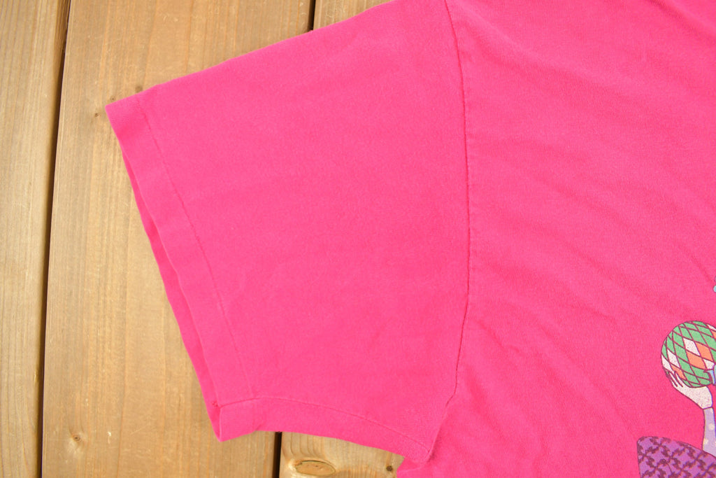 Vintage 1990s Pink Mardi Gras Jester T Shirt