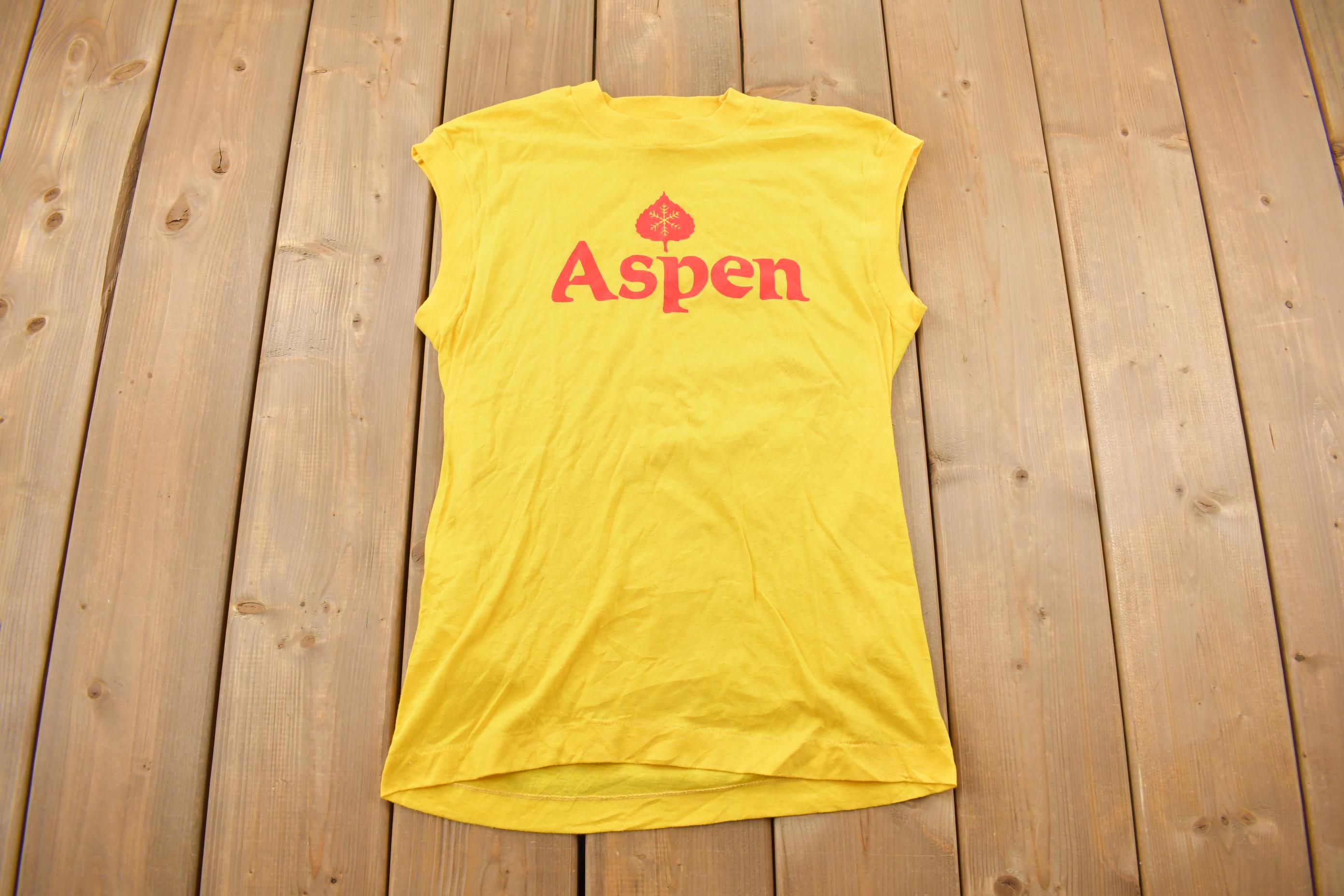 Vintage 1970s Aspen Colorado Graphic Souvenir Travel T-Shirt