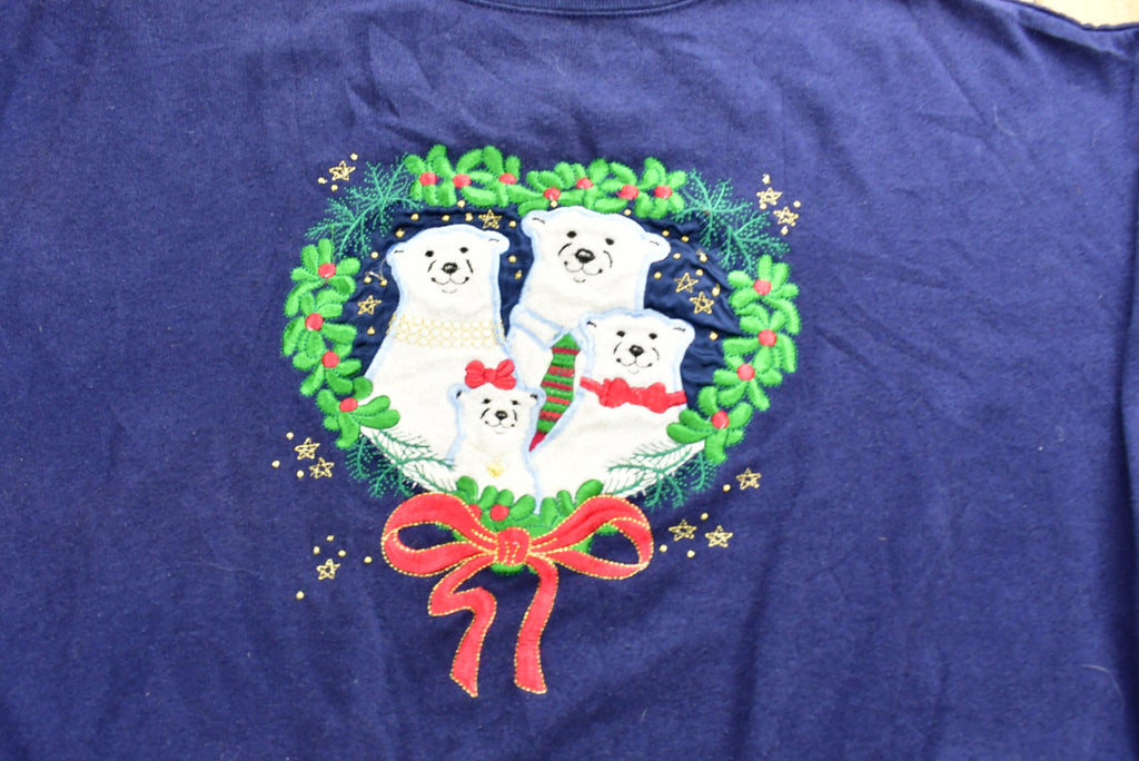 Vintage 90'S Polar Bear Graphic Christmas Sweater , Nut Cracker , 90s Holiday Crewneck , Winter Wear , Festive Graphic Print