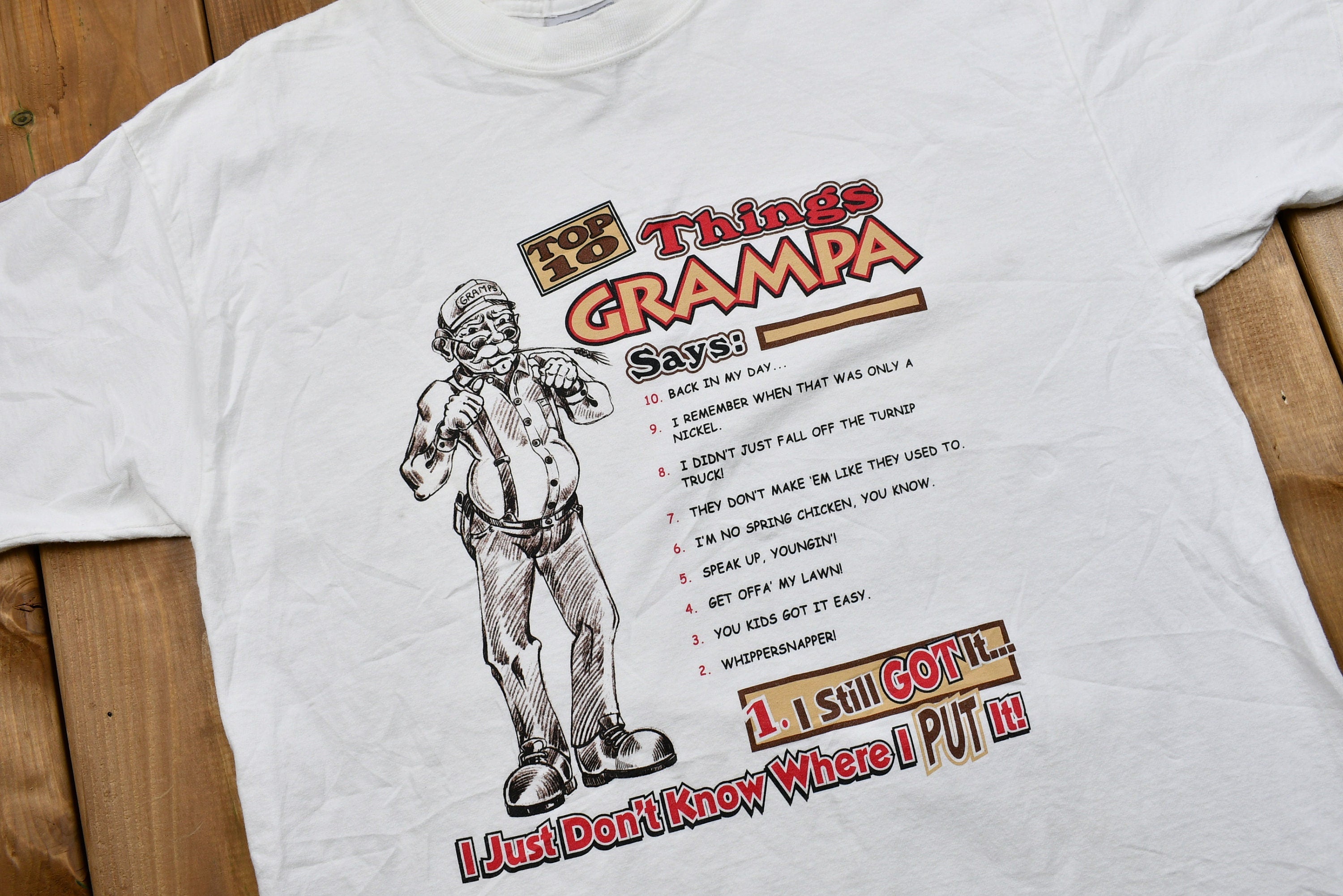 Vintage 1990s Top Ten Things Grampa Says Funny T-Shirt