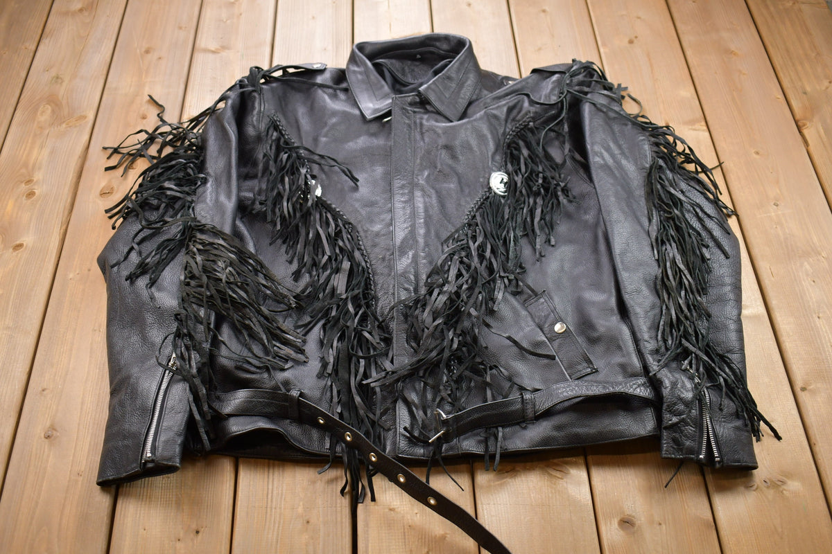 Vintage 1990s Leather Fringe Jacket