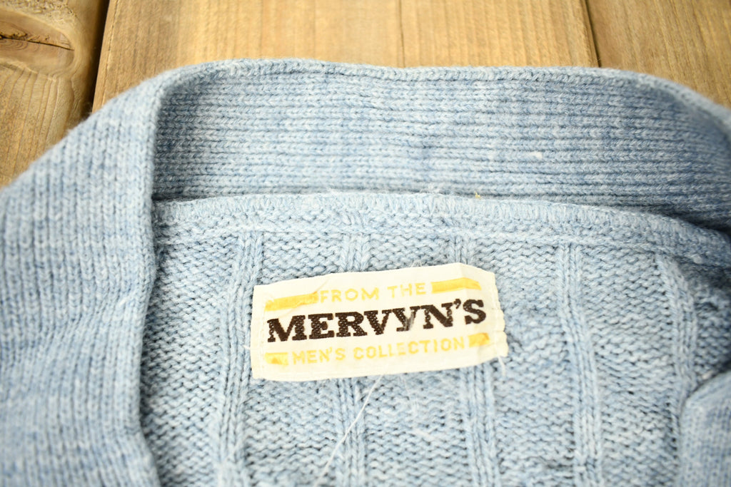 Vintage 1980s Mervyns Men's Collection Cable Knit Cardigan Sweater  Vintage Cardigan  Button Up  3D Cable Knit  Made In USA