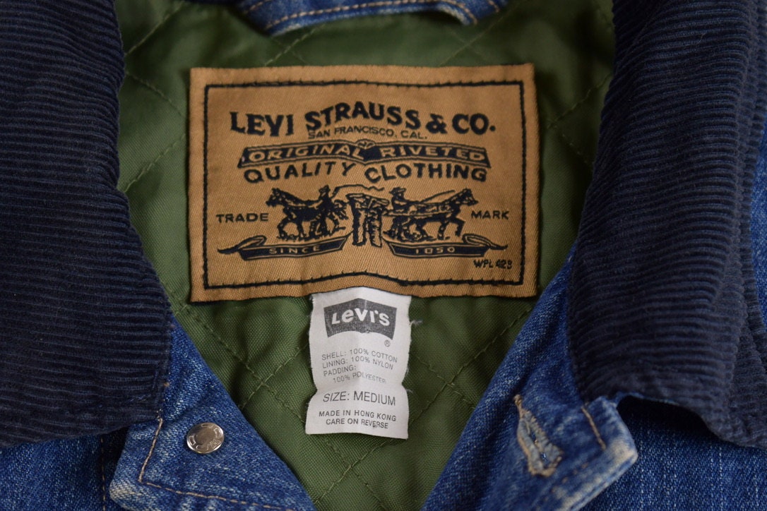 Vintage 1980s Levis Quilt Lined Denim Jean Chore Jacket