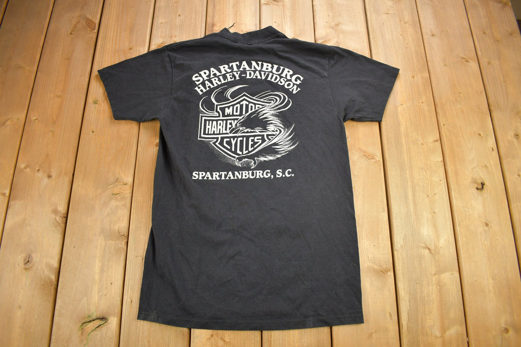 Vintage 1991 Harley Davidson 3D Emblem Spartanburg SC T-Shirt Single Stitch
