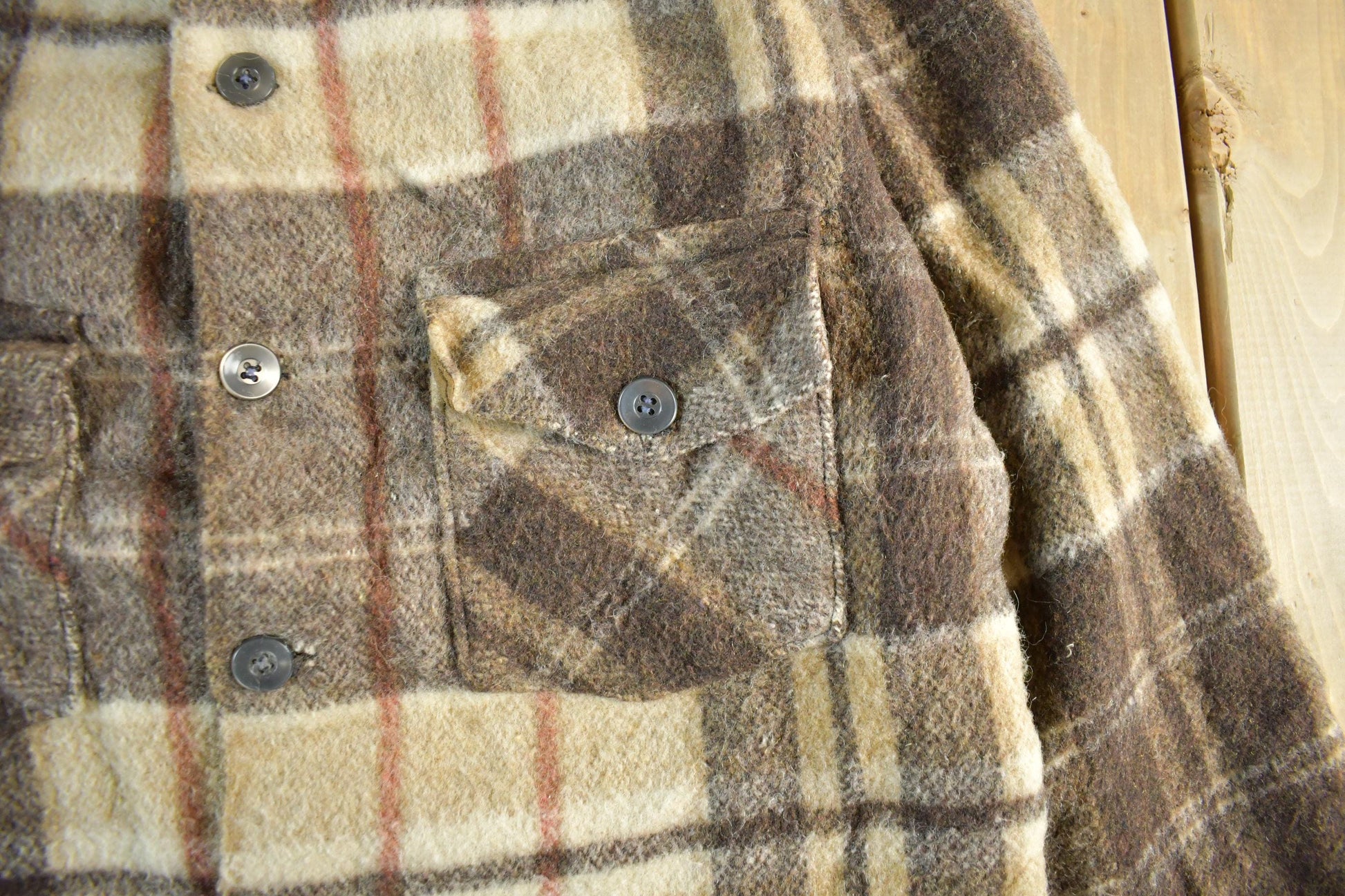 Vintage 1970s Wool Flannel Shirt Jacket Men's S-M