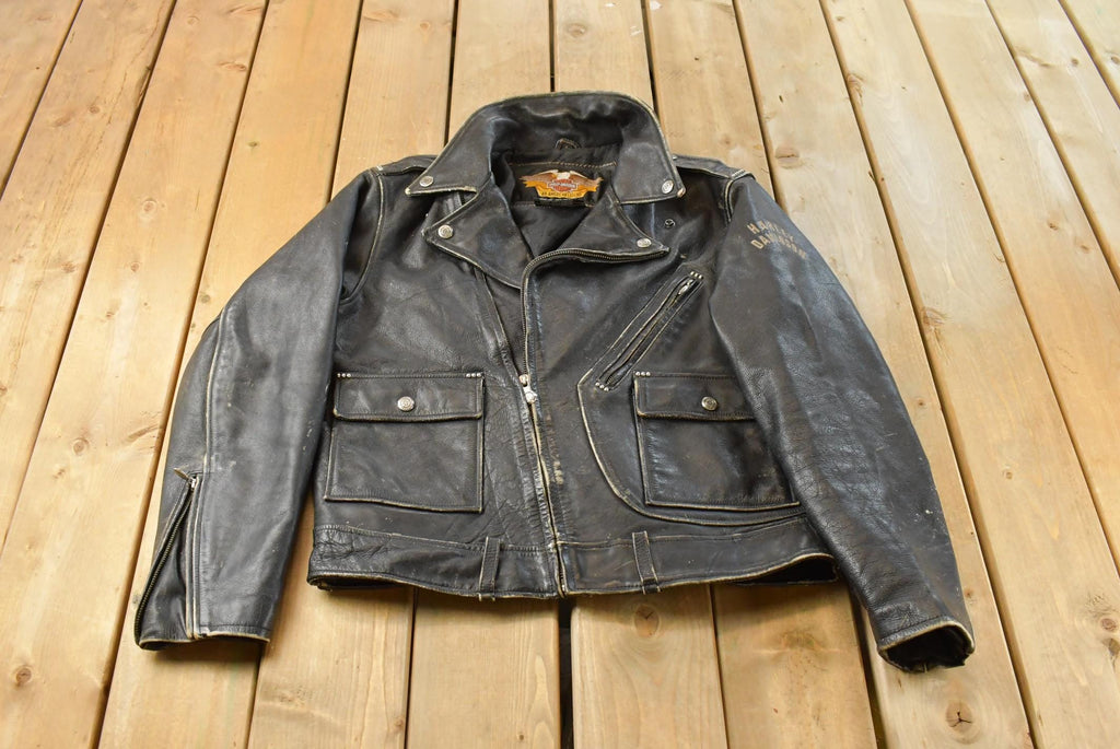 Vintage 1990s Harley Davidson Leather Motorcycle Jacket Women's Large
