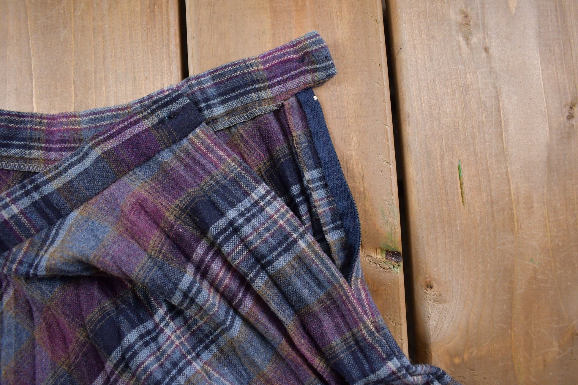 True Vintage 1970's Up Above Plaid Long Skirt 26 x 31