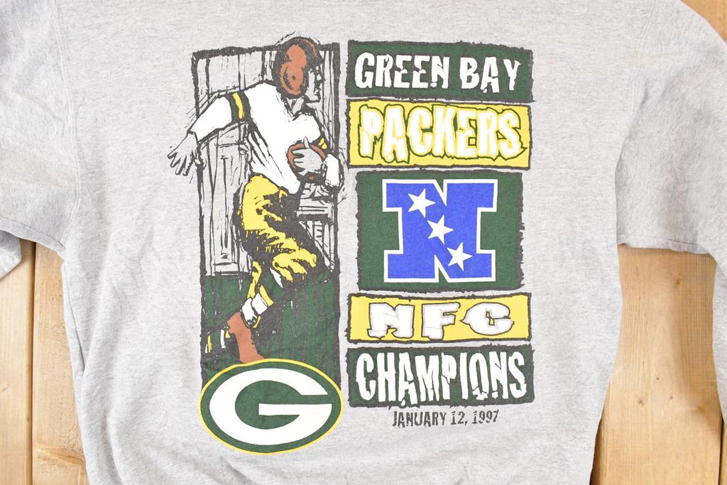 Vintage 1997 Starter Green Bay Packers NFC Championships NFL Crewneck Sweatshirt Mens L