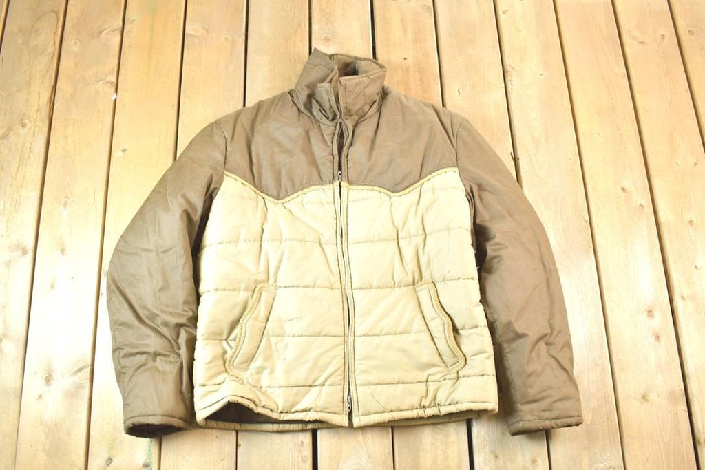 Vintage 1980s Field And Stream Light Puffer Western Jacket Made In USA