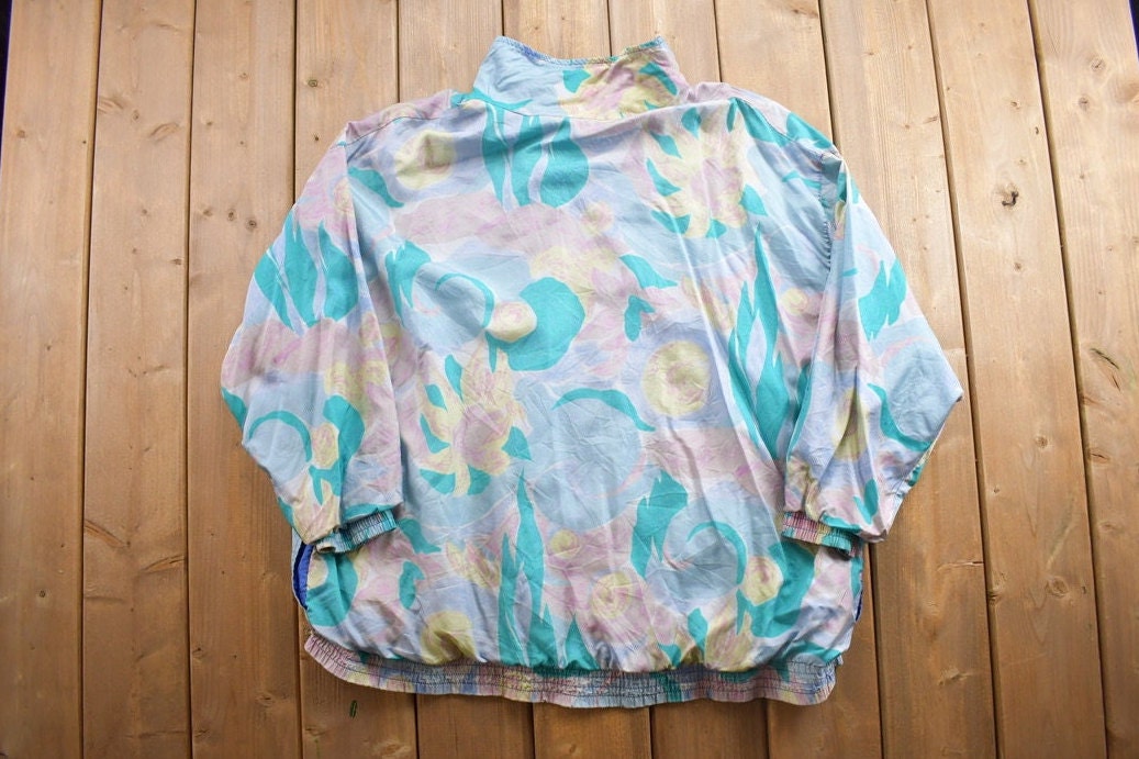 Vintage 1980s Roamans Floral Windbreaker Jacket