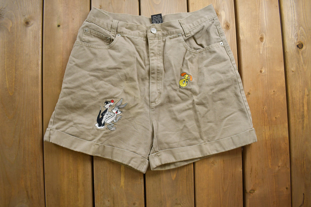 Vintage 1990s Looney Tunes Tweety Bird Beige Shorts Size 28
