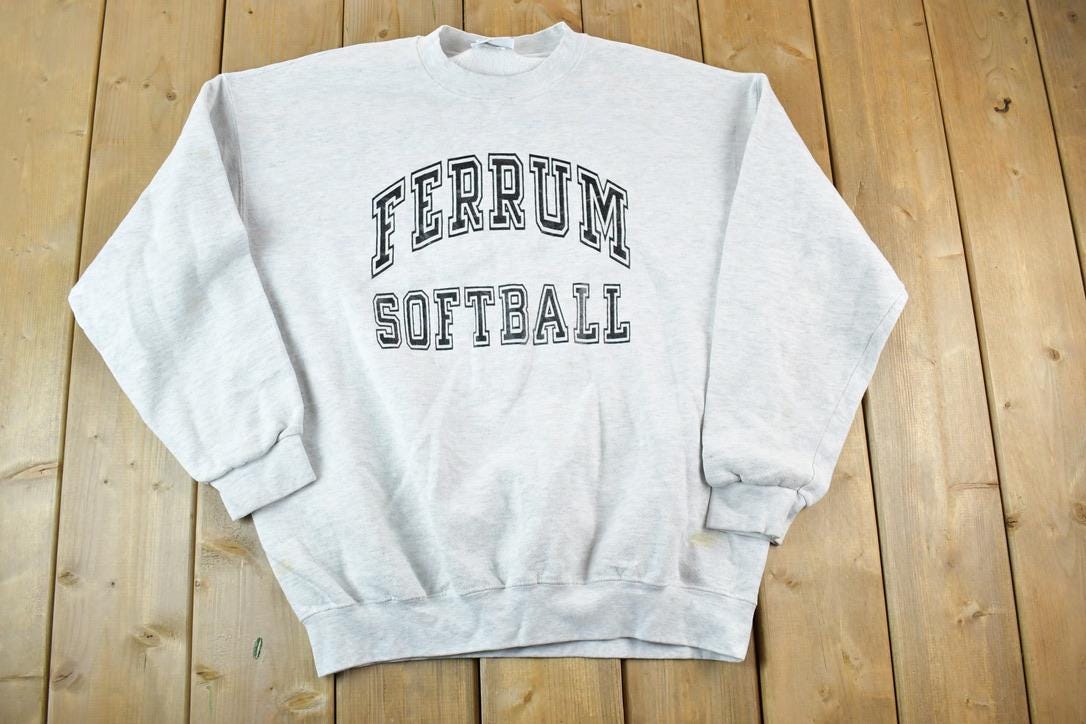 Vintage 1990s Ferrum Softball Souvenir Heavyweight Crewneck Sweatshirt Made In USA