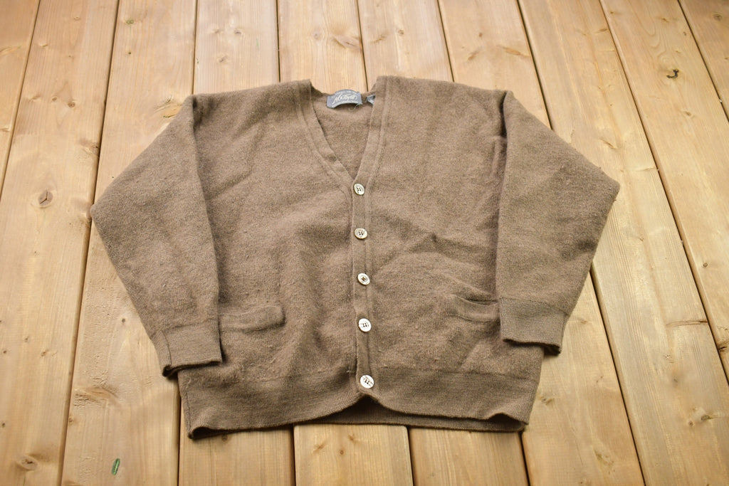 Vintage 1990s Beige Wool Cardigan Sweater