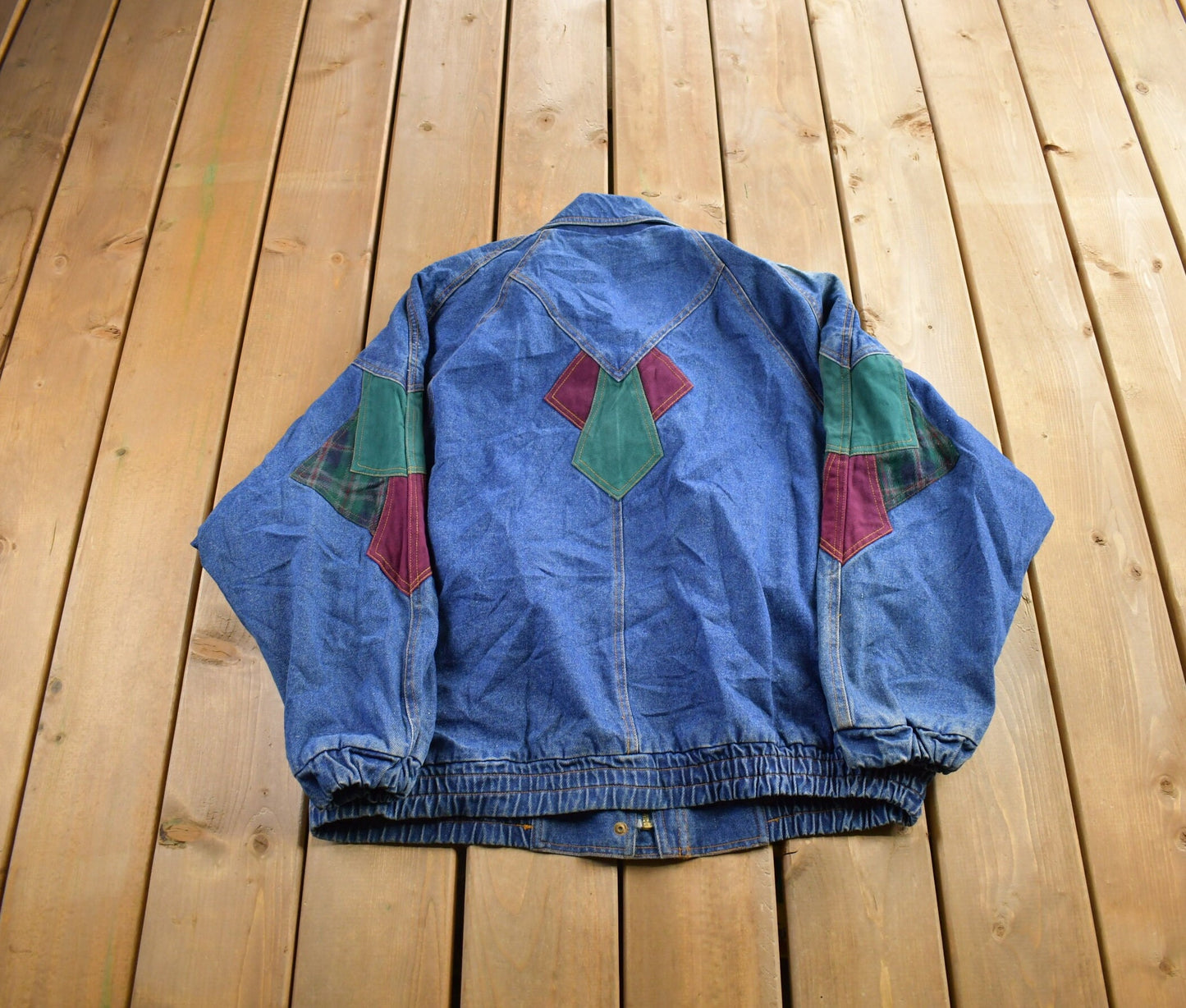 Vintage 1980s Current Seen Embroidered Denim Jean Jacket Womens L