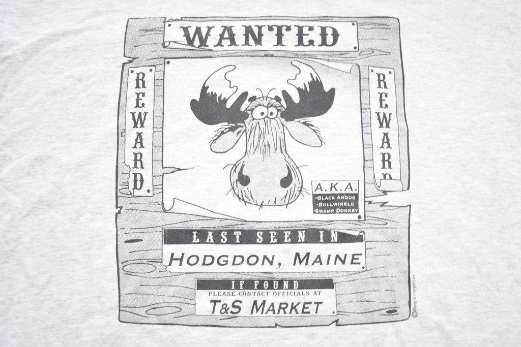 Vintage 1990s Hodgdon Maine Moose Wanted Graphic T-Shirt