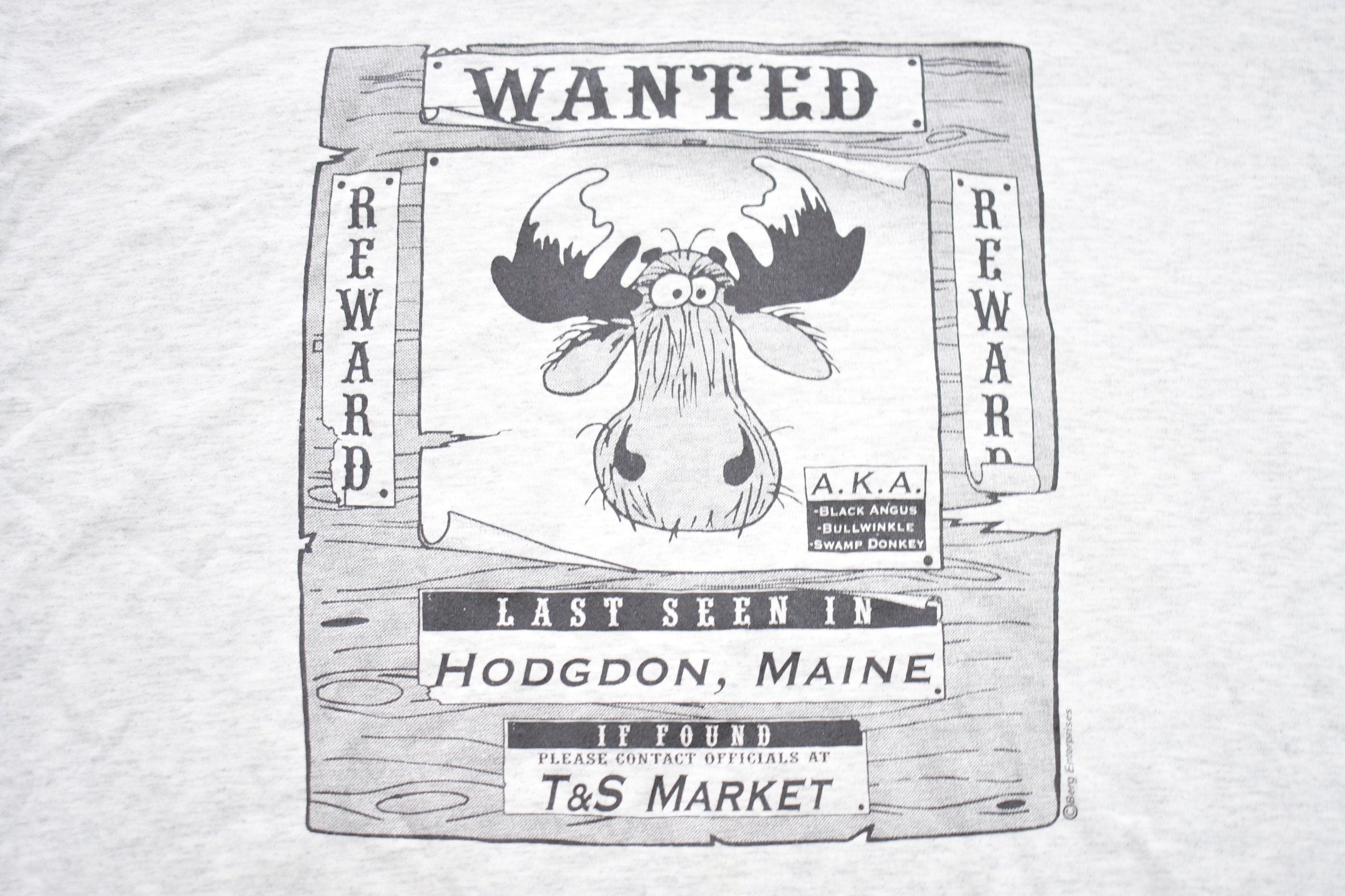Vintage 1990s Hodgdon Maine Moose Wanted Graphic T-Shirt