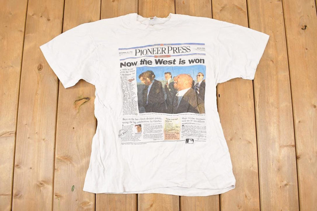 Vintage 1991 Minnesota Twins West Is Won Graphic Print Souvenir MLB T-Shirt Men's S