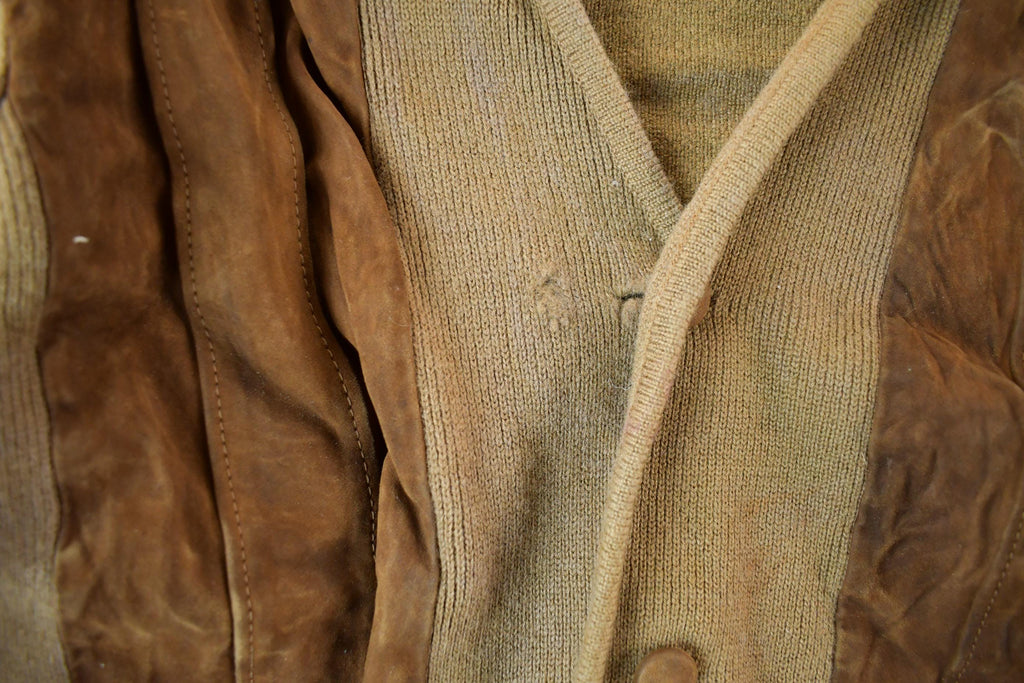 Vintage 1970s 1980s Beltinka Suede Leather Knit Cardigan Sweater Women's Small  Vintage Cardigan  Suede Button Up  Preppy  True Vintage