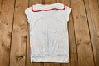 Vintage 1970s Sailor Collar Sunset Yacht Graphic Jersey-Knit T-Shirt