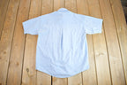 Vintage 1990s Separate Issue Floral Embroidered Jean Short Sleeve Button Up Shirt